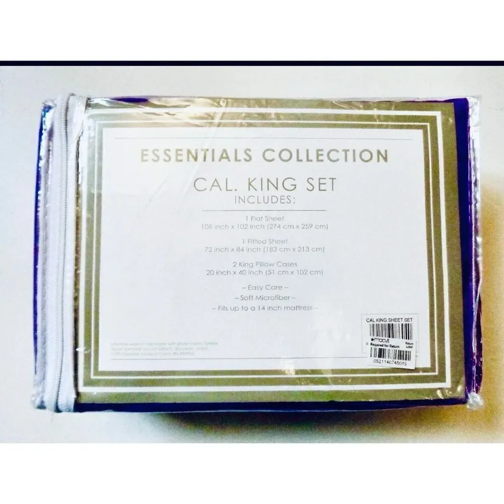 NWT Vintage Essential Collection Purple California King 4Pc microfiber Sheet Set